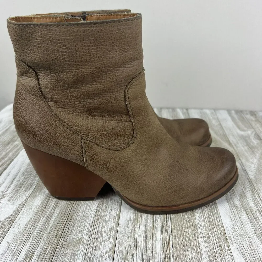 Korks by Kork Ease Gemini Tan Leather Wedge Zip Ankle Boots Womens Size 6.5 - Picture 6 of 10